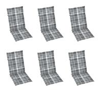 Chaises de jardin réglables 6 pcs. avec coussins en bois massif d'acacia