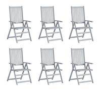 Chaises de jardin réglables 6 pcs. avec coussins en bois massif d'acacia