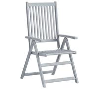 Chaises de jardin réglables 6 pcs. Gris Acacia massif