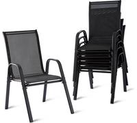 Relaxdays fauteuils de jardin lot de 6 dossier haut accoudoirs empilables charge 150kg polyester/métal anthracite