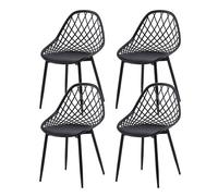 Chaises de jardin scandinaves - DORAFAIR - Lot de 4 - Noir - 42x47x84 cm - Design moderne - Résistant aux intempéries