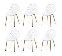 Chaises de jardin scandinaves - DORAFAIR - Lot de 6 - Blanc - 42x47x84 cm - Design moderne - Résistant aux intempéries