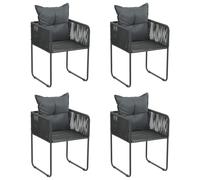 vidaXL Chaises de jardin 4 pcs. avec coussins Poly rotin noir