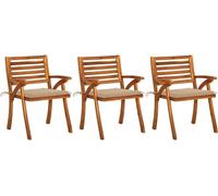 Chaises de jardin simples avec coussins 3 pcs. Acacia massif - Chaises de jardin FR4999782 2parcel