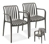 Chaises de jardin - TECTAKE - Lot de 2 chaises ALCUDIA empilables et résistantes intempéries 54,5 x 58 x 80,5 cm - Gris anthracite