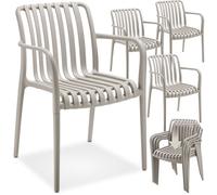 Chaises de jardin - TECTAKE - Lot de 4 chaises ALCUDIA empilables et résistantes aux intempéries 54,5 x 58 x 80,5 cm - Taupe