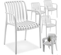Chaises de jardin - TECTAKE - Lot de 4 chaises ALCUDIA empilables et résistantes aux intempéries 54,5 x 58 x 80,5 cm - Crème