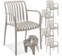 Chaises de jardin - TECTAKE - Lot de 6 chaises ALCUDIA empilables et résistantes aux intempéries et UV 54,5 x 58 x 80,5 cm - Taupe