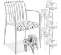 Chaises de jardin - TECTAKE - Lot de 6 chaises ALCUDIA empilables et résistantes aux intempéries et UV 54,5 x 58 x 80,5 cm - Crème