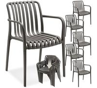 Chaises de jardin - TECTAKE - Lot de 6 chaises ALCUDIA empilables et résistantes intempéries 54,5 x 58 x 80,5 cm - Gris anthracite
