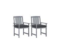 vidaXL Chaises de jardin avec coussins 2 pcs. Gris Bois massif Acacia