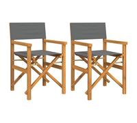 vidaXL Chaises de régie 2 pcs. Pliable Gris Bois massif Teck