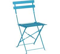 Chaises de patio pliantes Bolero en acier bleu azur, lot de 2