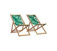 Chaises de plage pliantes lot de 2 tissu et bois massif, chaise longue, chaise d'extérieur, siège d'extérieur, chaise 3214500