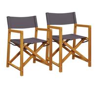 Chaises de réalisateur pliables lot de 2 gris foncé tissu