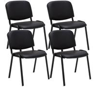 Chaises de réunion Korn - Lot de 4 - Simili cuir - Base en métal - Empilables - Noir