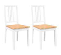 Chaises de Salle à Manger 2 Pièces Blanches en Bois Massif d'Hévéa | Design ergonomique, dossier confortable, bois d'hévéa massif, finition blanche, usage polyvalent, salon ou salle à manger