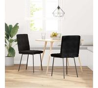 Chaises De Salle À Manger 2 Pièces Noires en Velours | Mousse épaisse, cadre métal-bois, usage polyvalent, toucher soyeux, design moderne
