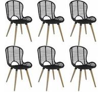 vidaXL Lot de 6 chaises - Rotin naturel