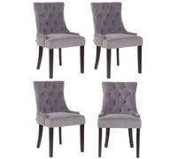 Chaises de salle à manger Aberdeen en Velours - CLP - Lot de 4 - Gris-Antique - Avec accoudoirs