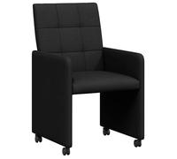 Chaises de salle à manger avec roulettes - vidaXL - Noir - 58x65x94 cm - Lot de 2 - Ergonomique - Tissu