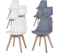 Chaises de salle à manger bois clair Chaises coque set de 4 chaises de cuisine bois, plastique, PP assise rembourrée, LxPxH 48x42x82 cm, set de 4 chaises Weiß