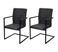 Chaises de salle à manger cantilever 2 pcs Noir Similicuir