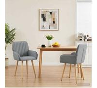 Chaises de salle à manger - Chaises intérieure - tissu - gris clair - 56,5 x 50 x 87,5 cm - (2 pcs） - accoudoirs intégrés|789403