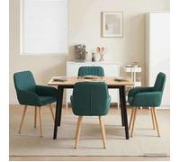 Chaises de salle à manger - Chaises intérieure - tissu - vert foncé - 56,5 x 50 x 87,5 cm - (4 pcs） - accoudoirs intégrés|726965
