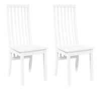 Chaises de salle à manger - CLARENCE - Blanc - Bois d'hévéa massif - 41x48.5x101 cm - Capacité 110 kg - Ergonomique