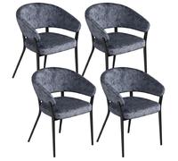 Chaises de salle à manger en Velours Imprimé - Gris Foncé - WOLTU - Lot de 4 - Siège rembourré - Dossier ouvert