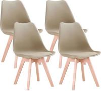 Chaises de salle à manger ergonomiques - Style scandinave - Beige - Lot de 4 - Simili cuir