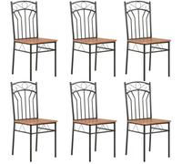 Chaises de salle à manger - FIHERO - Lot de 6 - Style industriel - Marron et noir
