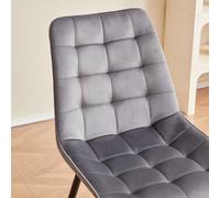 Chaises de salle à manger grises - Esthétiques - Revêtement en velours - Pieds en métal - Lot de quatre - Idéales pour une salle à manger ou un restaurant