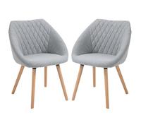 HOMCOM Lot de 2 chaises salle à manger chaise scandinave pieds effilés bois hêtre - assise dossier accoudoirs ergonomiques lin gris Aosom France