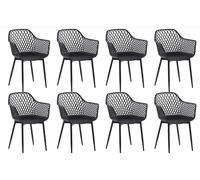 Chaises de salle à manger IPOTIUS Lot de 8 Tarje avec dossier & accoudoirs, pieds en métal, assise en plastique, 130 kg, Chaise de jardin Chaises salle à manger Noir