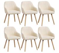 Chaises WOLTU - Contemporain, velours & bois, crème (Lot de 6)