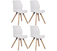 Chaises de Salle à Manger - Luna - Lot de 4 - Design Scandinave - Pieds en Bois - Plastique Blanc