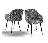Chaises de salle à manger modernes en chenille style vintage - Lot de 2/4/6 Chaises avec rayures verticales, accoudoirs et pieds en métal - Confort élégant pour salle à manger, cuisine et chaise coiff
