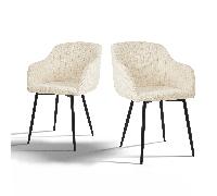 Chaises de salle à manger modernes en chenille style vintage - Lot de 2/4/6 Chaises avec rayures verticales, accoudoirs et pieds en métal - Confort élégant pour salle à manger, cuisine et chaise coiff