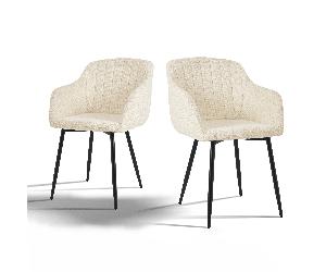 Chaises de salle à manger modernes en chenille style vintage - Lot de 2/4/6 Chaises avec rayures verticales, accoudoirs et pieds en métal - Confort élégant pour salle à manger, cuisine et chaise coiff