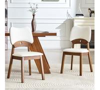Chaises de salle à manger modernes - Ensemble de 2 chaises - Dossier en forme de papillon - Bois de caoutchouc