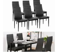 Chaises de salle à manger par 6 en soldes - VIVOLILV - 42X48X98 cm - Chaises en simili Noir