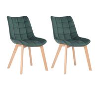 Chaises de Salle à Manger Passaic en Velours - CLP - Lot de 2 - Vert - Bois massif - Style Scandinave Moderne