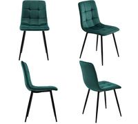 Chaises de Salle à Manger Scandinaves - Lot de 4 - Velours Vert, Pieds en Métal Robuste - Design Ergonomique et Confortable