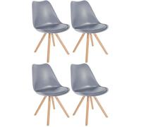 Chaises de Salle à Manger Sofia - CLP - Coque en Plastique et Pieds en Bois - Design Scandinave - Gris
