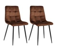 Chaises de salle à manger Tilde - CLP - Lot de 2 - Marron - Tissu ou velours - Piètement en métal noir