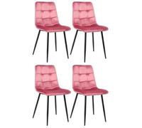Chaises de salle à manger Tilde - CLP - Lot de 4 - Rose - Velours - Métal noir