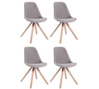 CLP Lot de 4 Chaises de salle à manger Toulouse Velours Pieds carrés bois , Gris/Nature Gris G
