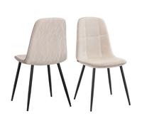 Chaises de Salle à Manger - VASAGLE - Lot de 2 - Métal - Tissu Chenille - Blanc Crème